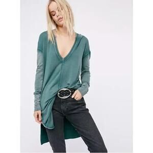 FREE PEOPLE | Green Queen of Hearts Cotton Modal Hooded Tunic | Extra Small